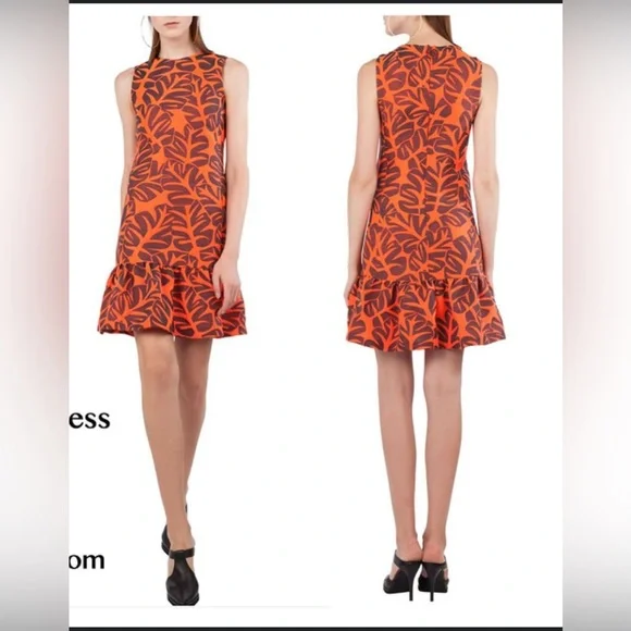 AKRIS PUNTO ORANGE FLARED HEM DRESS sz 10 - Picture 1 of 15